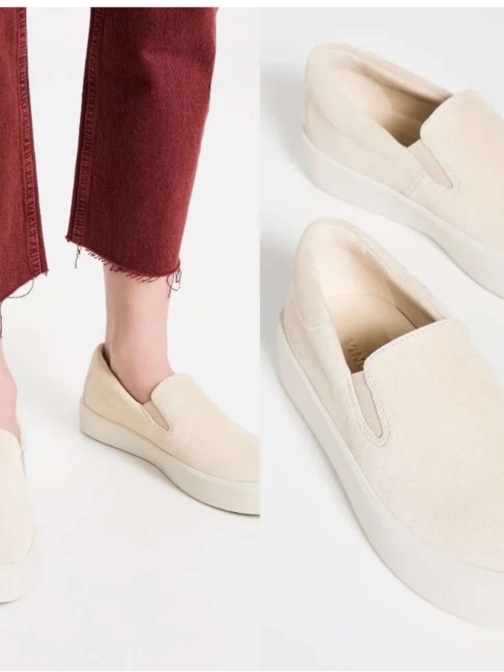 VINCE CREAM Women’s Slip-On Platform SUEDE Sneakers SIZE 6